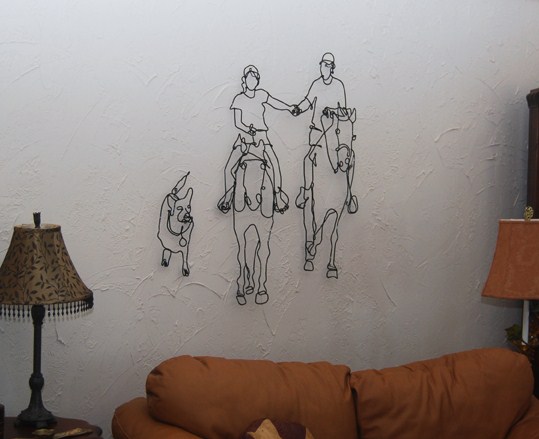 Wire mural installed in a residence